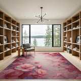 Pink Peony Floral Vintage Area Rug