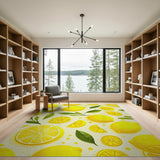 Sunny Lemon Fruit Pattern Yellow Area Rug