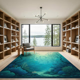 Blue Teal Coral Reef Coastal Beach Rug