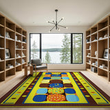 Vibrant Stacked Polka Dot Circles Area Rug