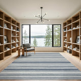 Blue and Teal Navy Striped Washable Area Rug