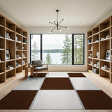 Brown Framed Grid Modern Area Rug
