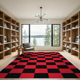 Red Bold Red Black Checkered Area Rug