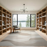 Abstract Area Beige and Neutral Layered Beige Wave Abstract Area Rug