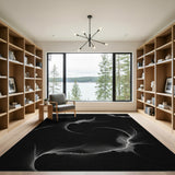 Ethereal Swirl Black White Abstract Area Rug