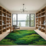Green Lush Green Forest Canopy Area Rug