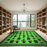 Vibrant Green Cactus Garden Area Rug