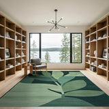 Green Geometric Green Leaf Abstract Area Rug