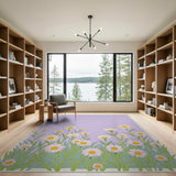 Purple Daisy Meadow Floral Area Rug