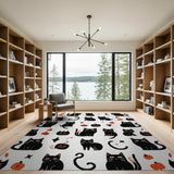 Whimsical Black Cats Pumpkins Halloween Rug