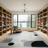Black White Geometric Abstract Black and White Area Rug