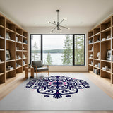 Navy Pink Ornate Mandala Area Rug