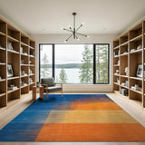 Modern Blue-Orange Halftone Gradient Area Rug