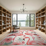 Pink Pink Flamingo Tropical Paradise Area Rug