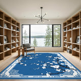 Blue Cherry Blossom Washable Area Rug