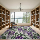 Cascading Purple Wisteria Floral Area Rug