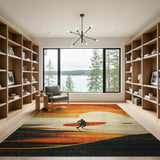 Sunset Surfer Silhouette Coastal Area Rug