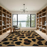 Tan Leopard Print Boho Area Rug
