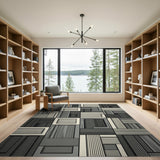 Geometric Modern Grey Grey Geometric Abstract Area Rug