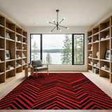 Red Bold Red Black Zigzag Geometric Area Rug