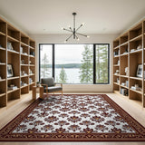Ornate Maroon Damask Persian Area Rug