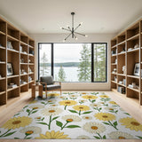 Yellow Sunflower Daisy Floral Pattern Rug