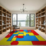 Vibrant Geometric Alphabet Area Rug