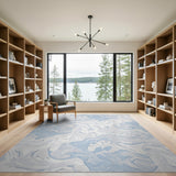 Swirling Blue Marble Abstract Rug