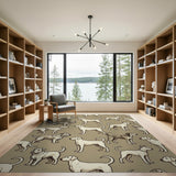 Charming White Dog Breeds Pattern Area Rug