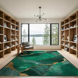 Emerald Green Gold Vein Marble Abstract Area Rug