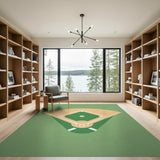 Geometric Modern Green Baseball Field Area Rug