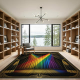Rainbow Chevron Area Rug with Gold Accents