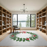 Festive Holly Wreath Area Rug