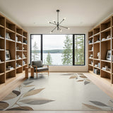 Beige Leaf Border Area Rug
