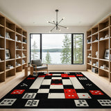 Red Dice Geometric Area Rug