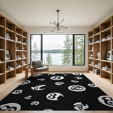 Infinity 8 Abstract Area Rug - Black White