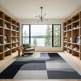 Geometric Modern Abstract Black White Geometric Area Rug