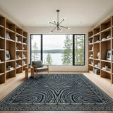 Navy Abstract Wave Geometric Area Rug