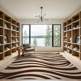 Wavy Brown Beige Zebra Stripe Area Rug