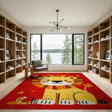 Adorable Cartoon Lion Kids Area Rug