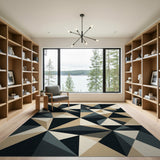 Geometric Triangle Area Rug in Beige Black