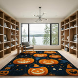 Whimsical Halloween Jack-o'-Lanterns Black Cats Rug