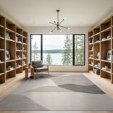 Abstract Area Sweeping Grey Waves Abstract Area Rug