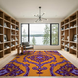 Orange Purple Persian Medallion Area Rug