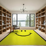 Yellow Cheerful Yellow Smiley Face Shag Rug