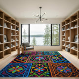 Vibrant Boho Floral Patchwork Area Rug