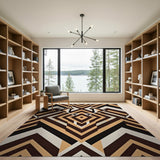 Tan Brown Geometric Modern Area Rug