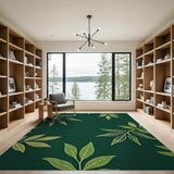 Emerald Green Leaf Silhouette Area Rug
