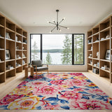 Multi-color and Patterns Vibrant Pink Yellow Floral Area Rug