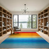 Geometric Modern Vibrant Rainbow Gradient Stripe Area Rug